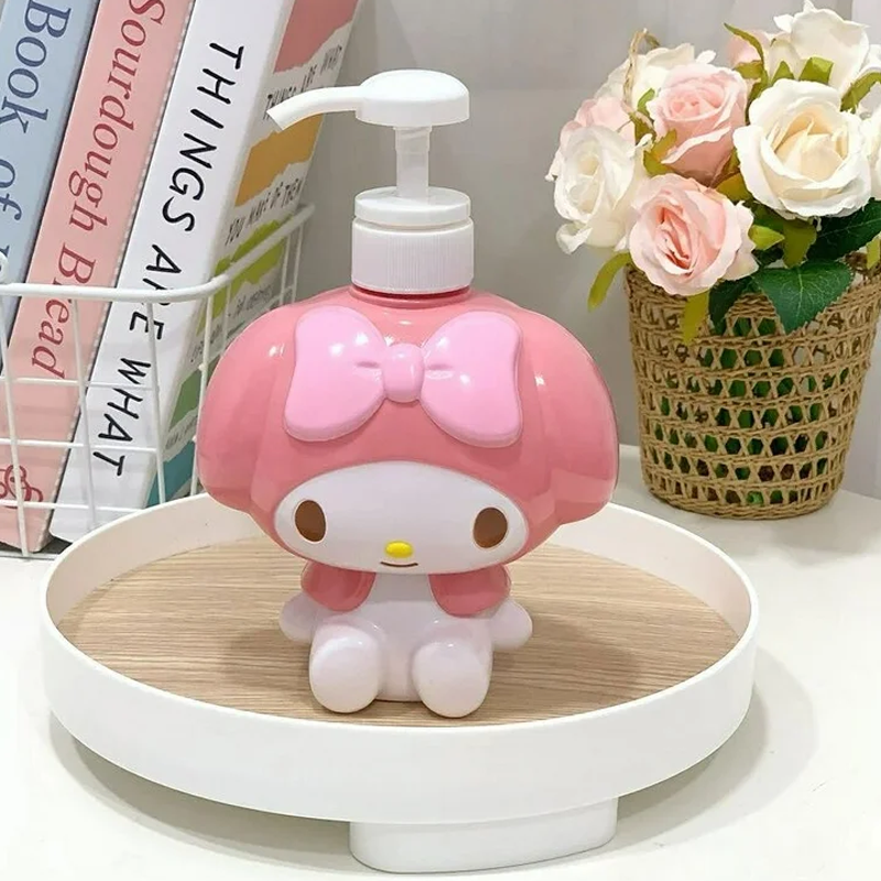 750ML Sanrio Cinnamonroll Kuromi Mymelody Cartoon Shampoo Conditioner Bottle Dispenser Refillable Containers for Liquid Soap