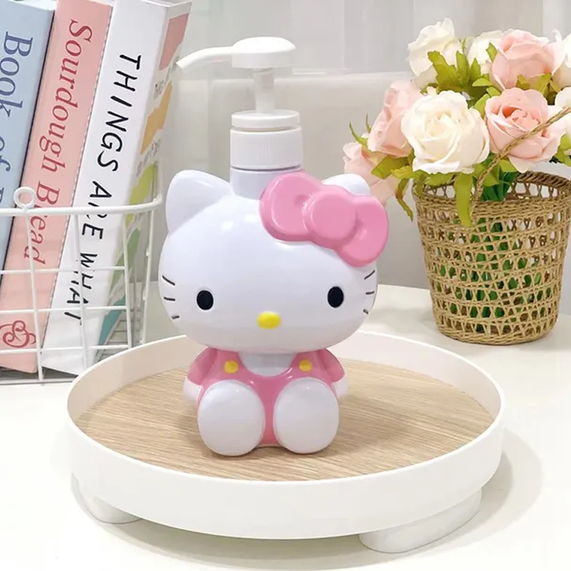 750ML Sanrio Cinnamonroll Kuromi Mymelody Cartoon Shampoo Conditioner Bottle Dispenser Refillable Containers for Liquid Soap