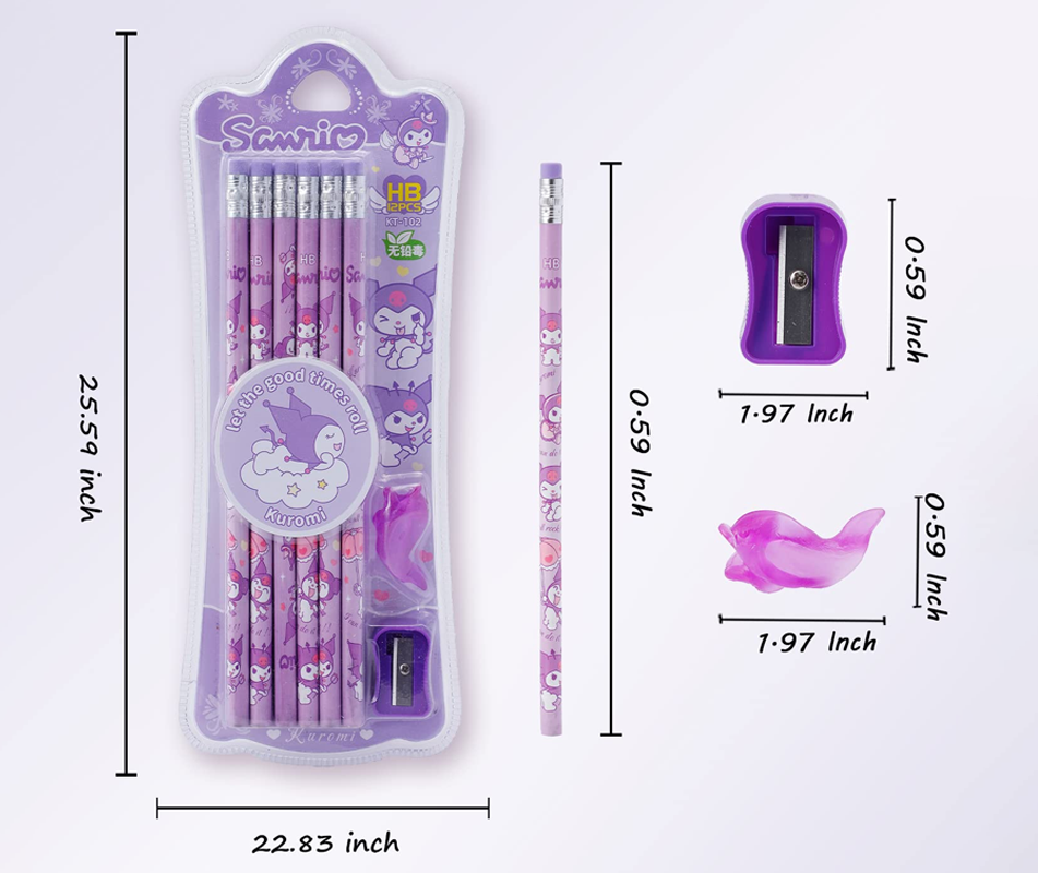 12 Pcs Cartoon Kitty Wood-Cased Pencils with Pencil sharpener And Pencil Grips - 75e70f-d6