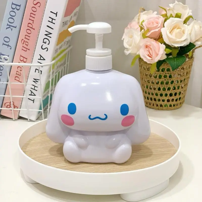 750ML Sanrio Cinnamonroll Kuromi Mymelody Cartoon Shampoo Conditioner Bottle Dispenser Refillable Containers for Liquid Soap