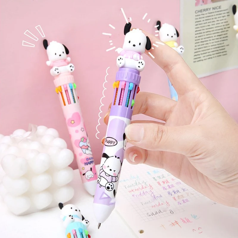 Sanrio Ballpoint Pen Kawaii Cinnamoroll Kuromi 10 Color Gel Pen Marker Graffiti Students Write Cartoon Stationery