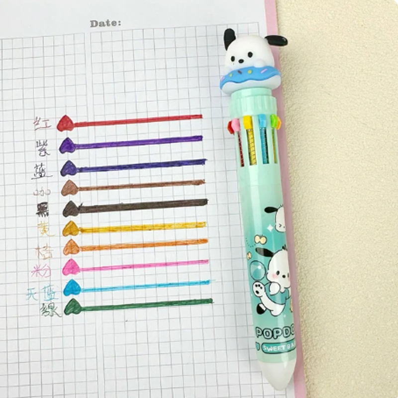 Sanrio Ballpoint Pen Kawaii Cinnamoroll Kuromi 10 Color Gel Pen Marker Graffiti Students Write Cartoon Stationery