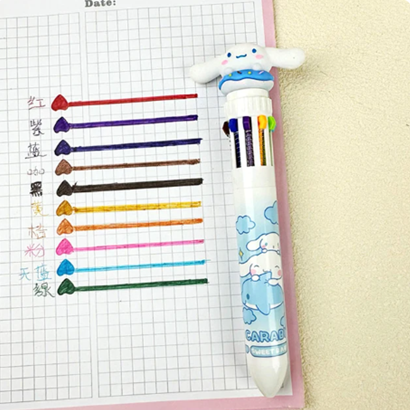 Sanrio Ballpoint Pen Kawaii Cinnamoroll Kuromi 10 Color Gel Pen Marker Graffiti Students Write Cartoon Stationery