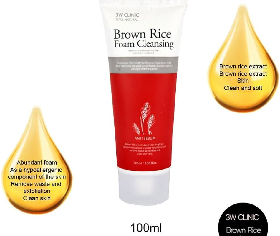 3w Clinic Brown Rice Foam Cleansing Foam 100 ml - KOJA Nepal