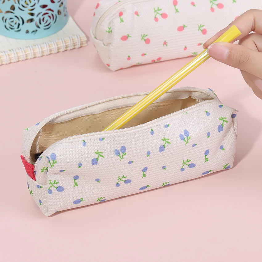 KOJA 1PC Kawaii Floral Fresh Style Pencil Bag Small Flowers Pencil