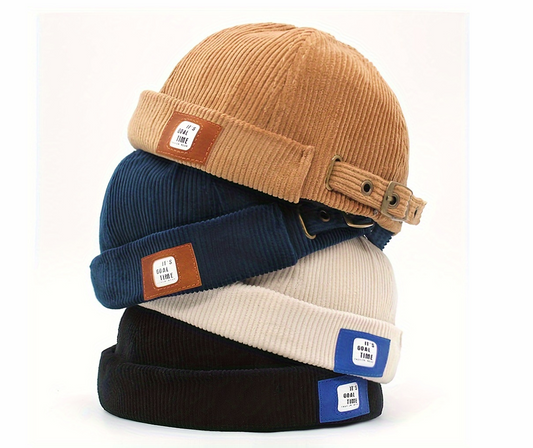 Unisex Corduroy Brimless Sailor Cap - 75e70f-d6